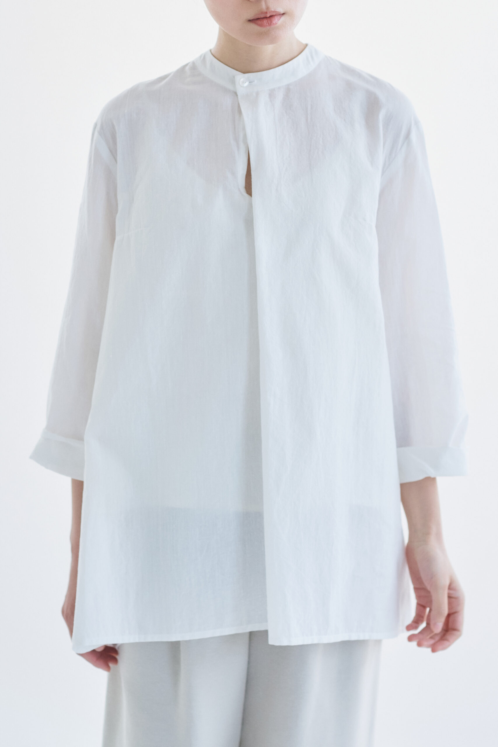 TALK TO ME 手織りコットンカディシャツ　ネイビー khadi shirt | TALK TO ME
